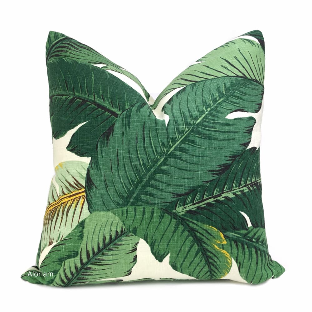 Aloriam Banana Leaf Tropical Palm Leaves Green Linen Print Pillow Cover Fits 12x18 Insert 11.5x17 Cover Last One