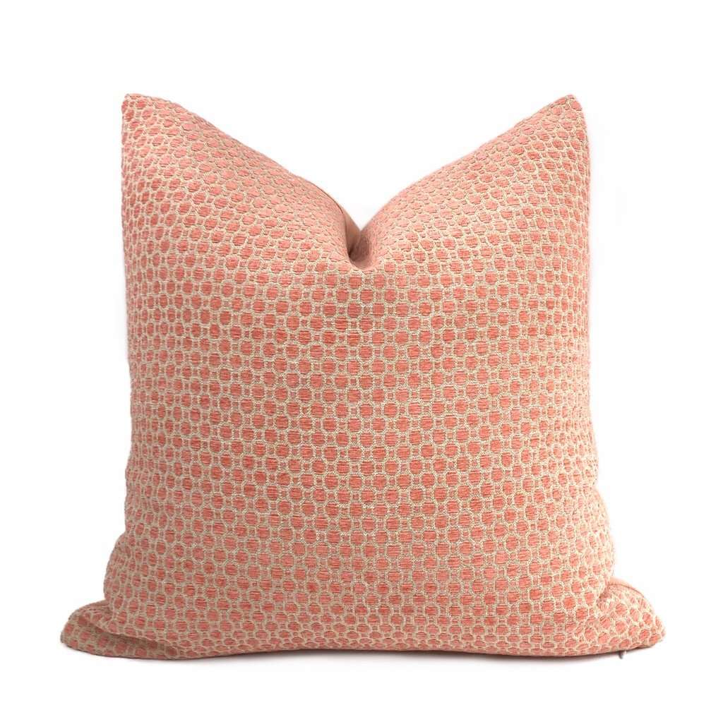 Channel Collection Suede Cushion Cover in Geometric Patterned Browns and  Fushia Set of Two