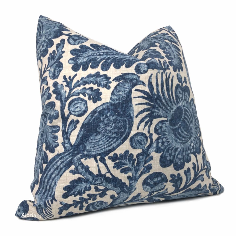 Colonial Williamsburg Tucker Resist Batik Floral Bird Print Pillow