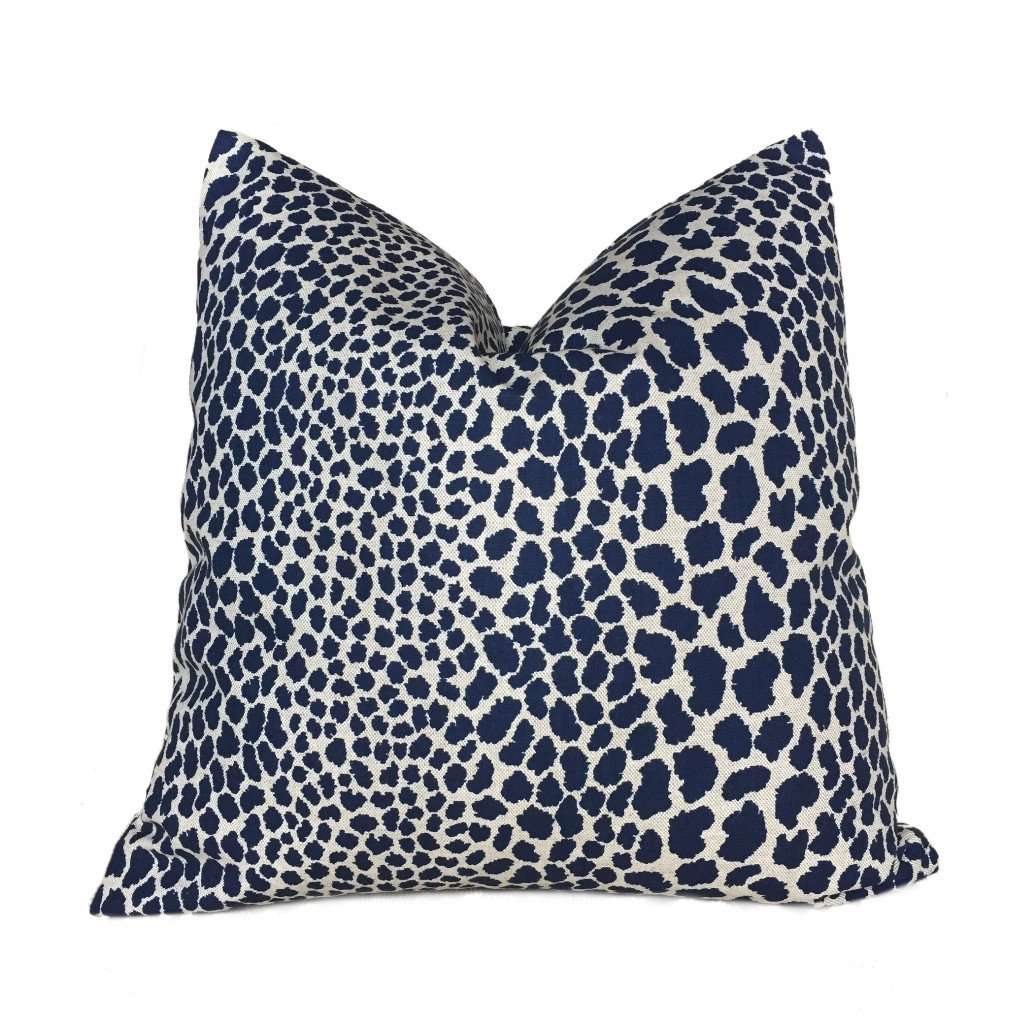 Dark Blue Leopard Throw Pillow, Navy Animal Print