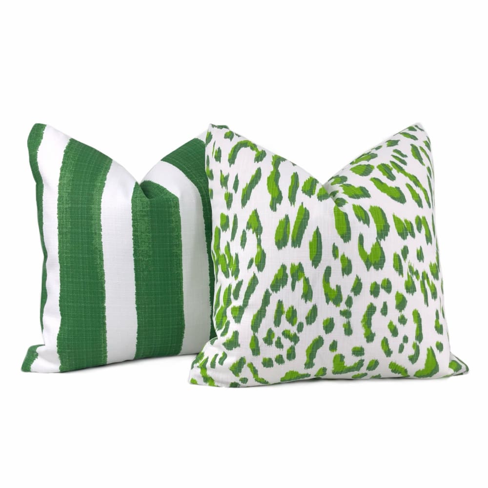 Green and discount white pillow cover