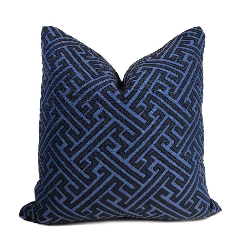 Aloriam Hercules Greek Key Geometric Jacquard Navy Blue Pillow Cover Fits 14x20 Insert 13x19 Cover Pattern On 1 Side Limit 4 Pattern On 1 Side