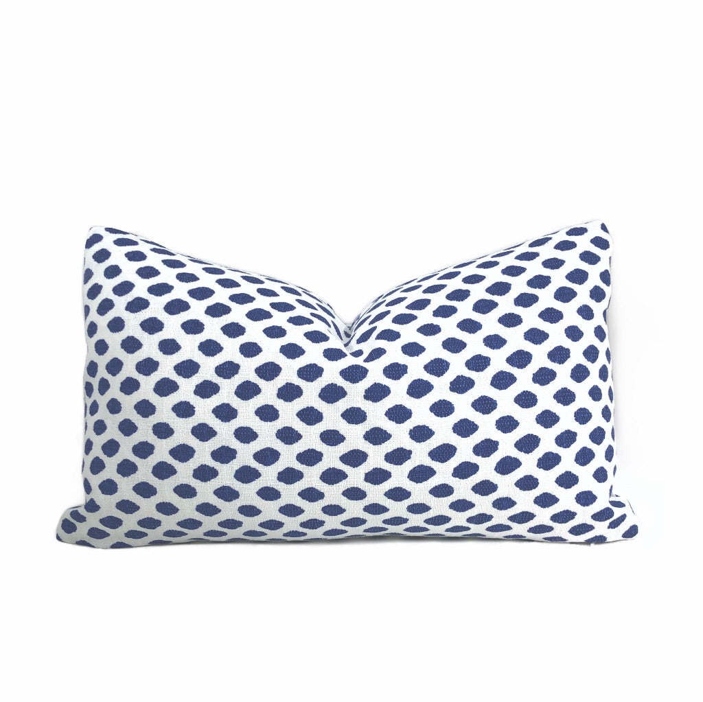 Ikat Dots 18 X 18 inch Cream and Dark Blue Throw Pillow