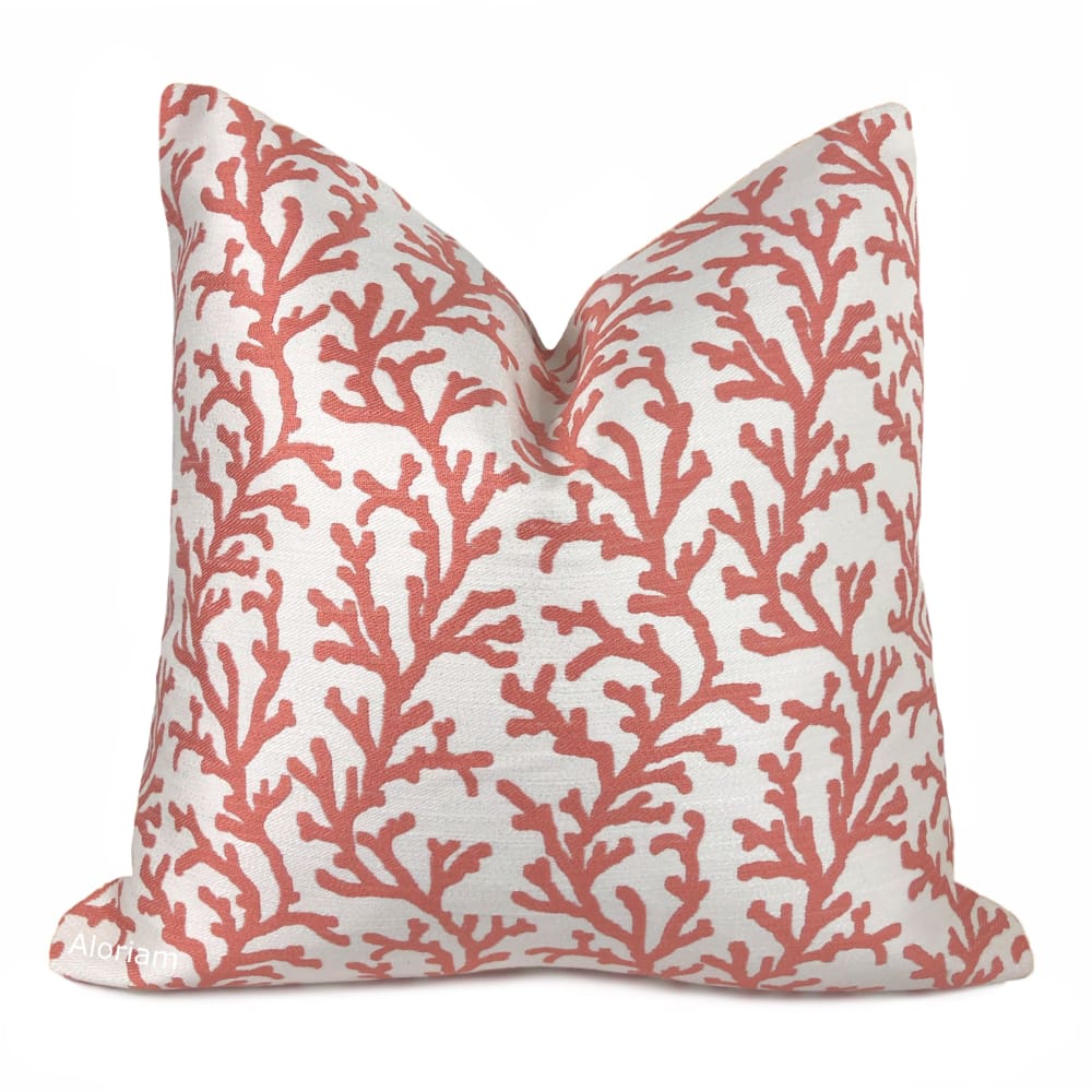 Tobi Fairley Designer Pillow Cover with newest Piping-Anne Watermelon Pillow-Designer Coral Red Pillow-Fretwork Trellis Geometric Pillow