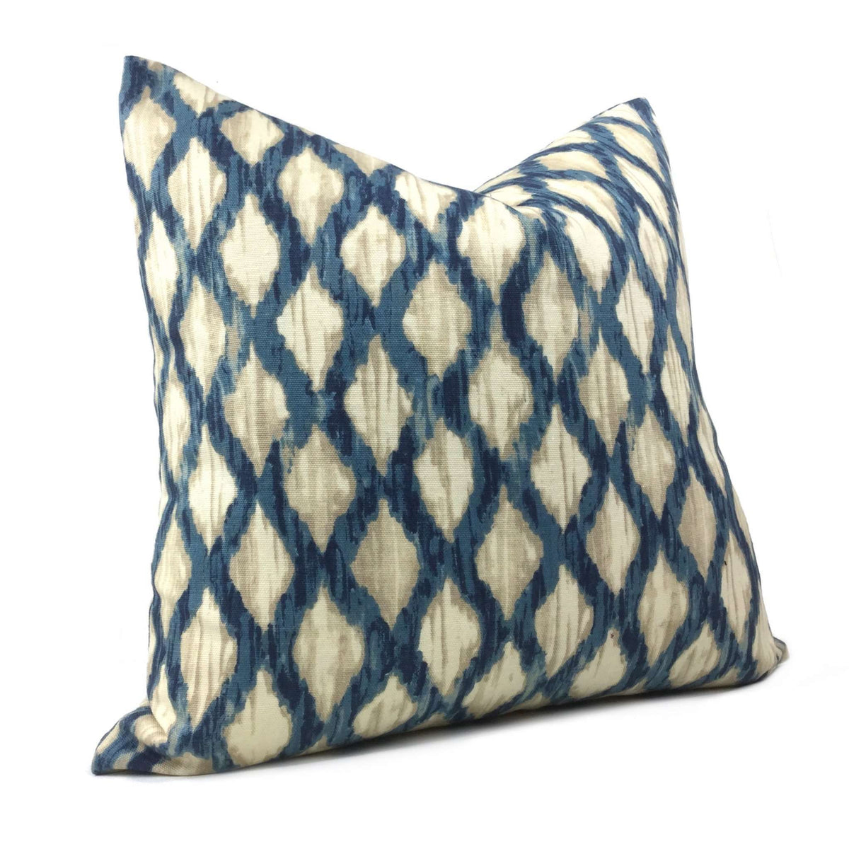 Ikat Dots 18 X 18 inch Cream and Dark Blue Throw Pillow