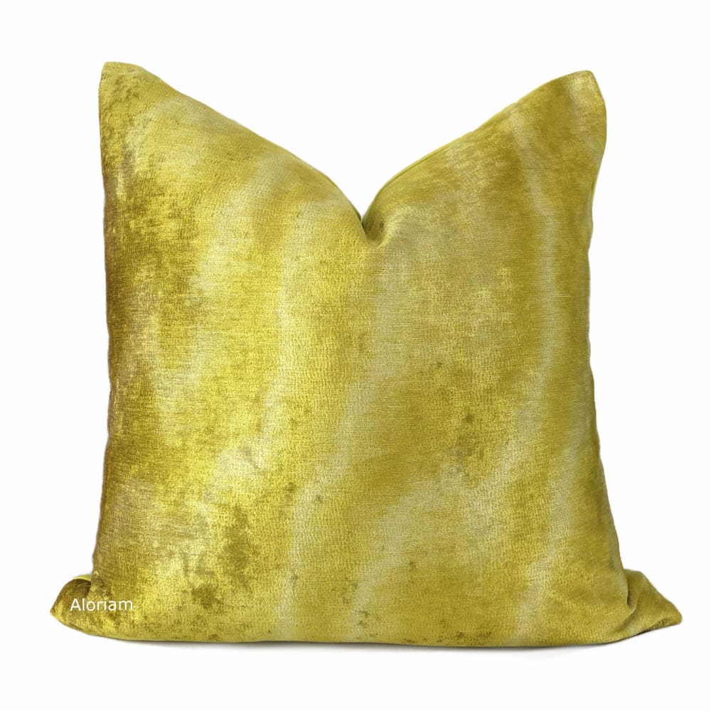 Chartreuse Cream Velvet Throw Pillow Cover