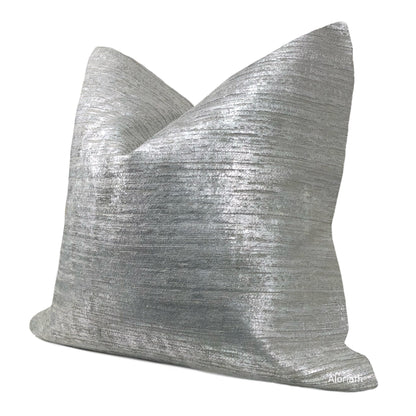 Luna I Metallic Silver Gray Pillow Cover