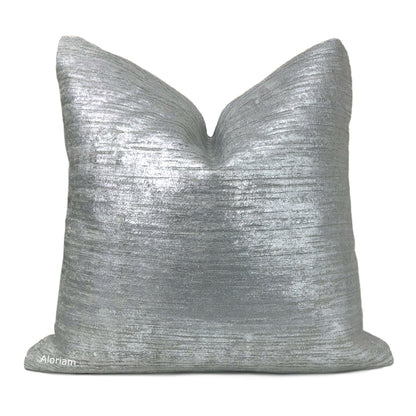 Luna I Metallic Silver Gray Pillow Cover