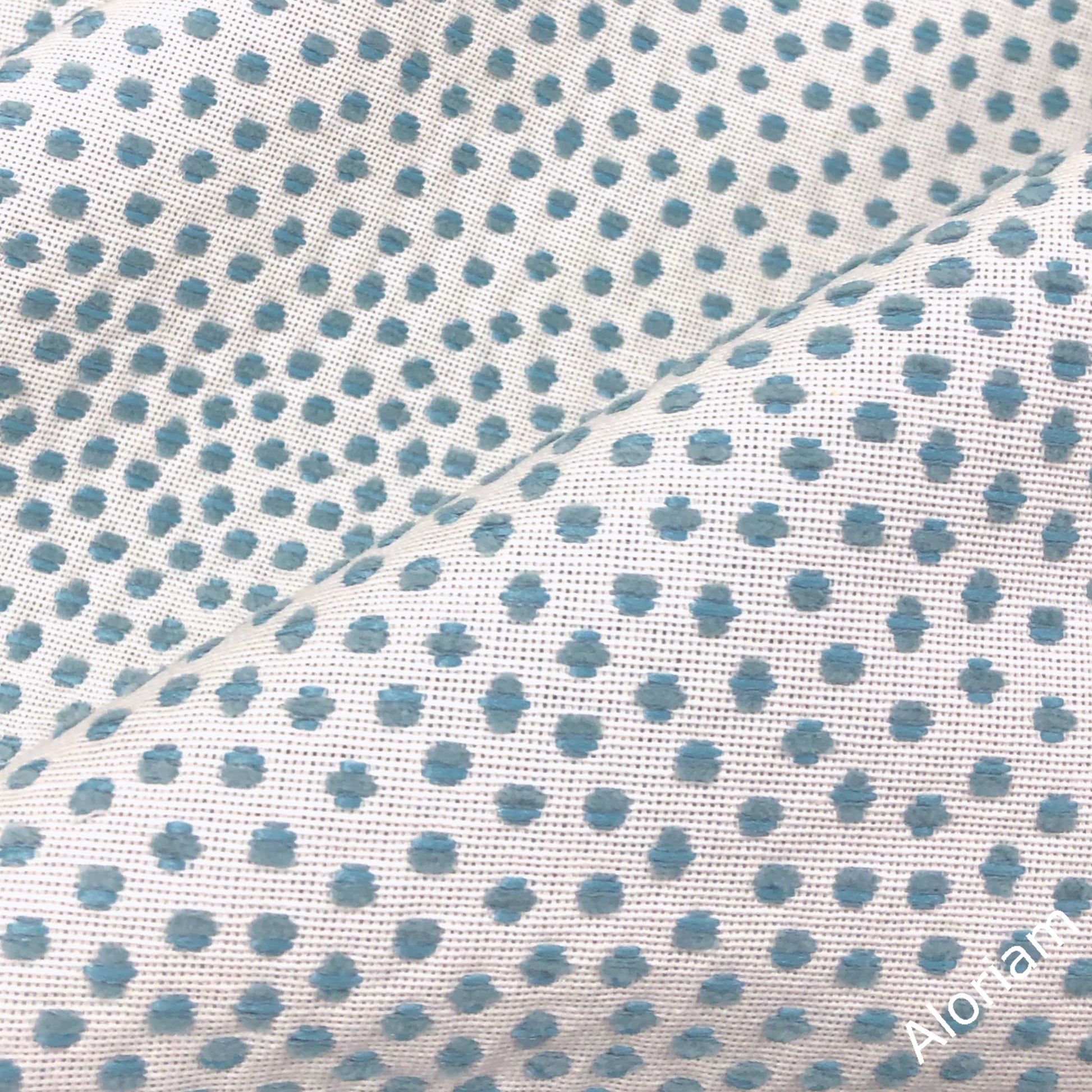 Bridget Turquoise Blue Chenille Dots Pillow Cover - Aloriam