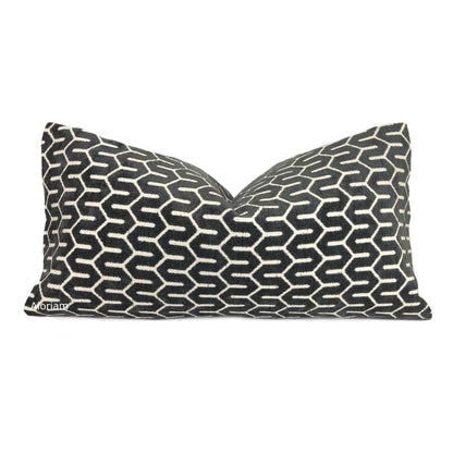 Albrecht Black Geometric Chenille Pillow Cover - Aloriam