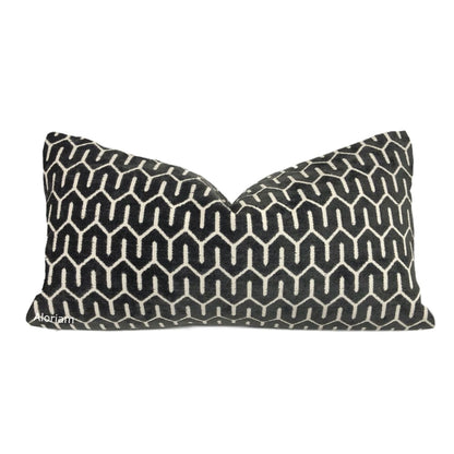 Albrecht Black Geometric Chenille Pillow Cover - Aloriam