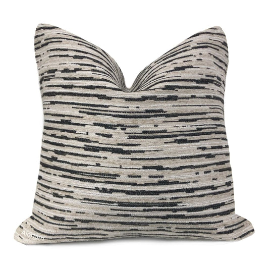 Ashton Beige Black Textured Stripes Pillow Cover - Aloriam