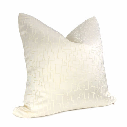 Aurelius Two Tone Cream Embroidered Sateen Maze Pillow Cover - Aloriam