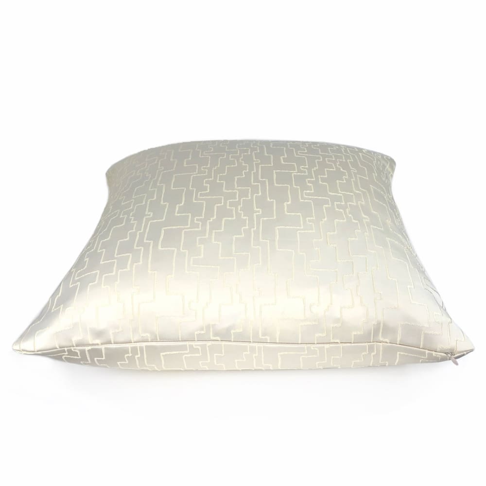 Aurelius Two Tone Cream Embroidered Sateen Maze Pillow Cover - Aloriam