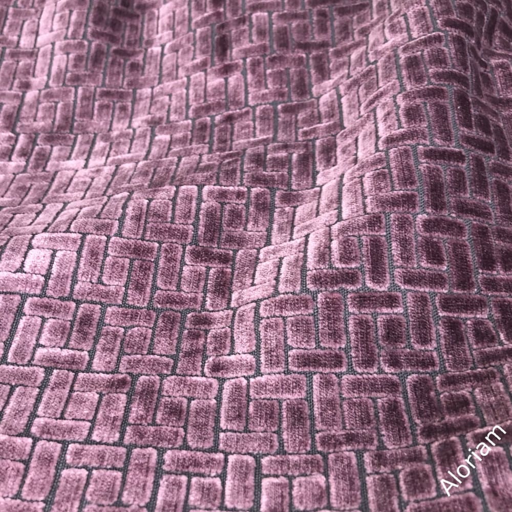 Bari Mauve Purple Velvet Geometric Lattice Pillow Cover - Aloriam