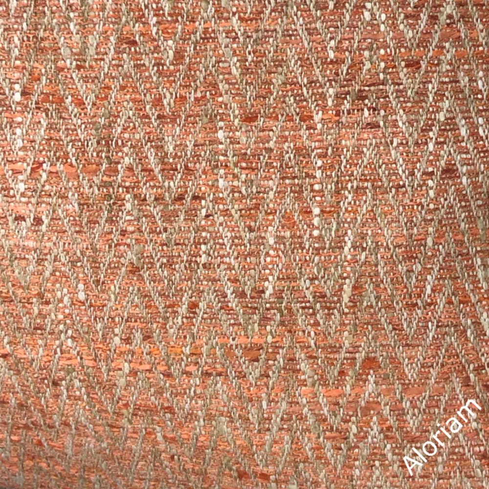 Beringer Terracotta Orange Beige Herringone Pillow Cover (Fabric by the Yard available)c - Aloriam