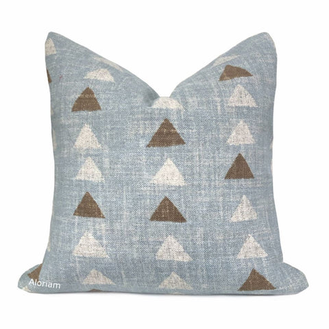 Boho Triangle Chambray Blue Pillow Cover - Aloriam