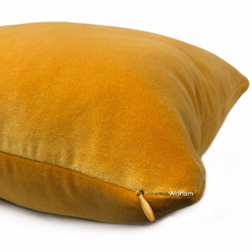 Brunswick Turmeric Gold Cotton Velvet Pillow Cover - Aloriam