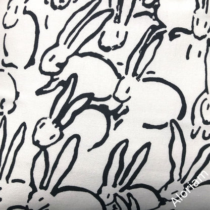 Bunny Hop Black White Rabbit Print Pillow Cover - Aloriam