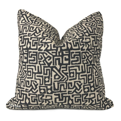 Cairo Black Beige Ethnic Glyphs Pillow Cover - Aloriam