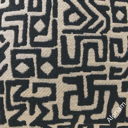 Cairo Black Beige Ethnic Glyphs Pillow Cover - Aloriam