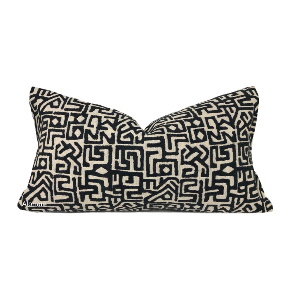 Cairo Black Beige Ethnic Glyphs Pillow Cover - Aloriam