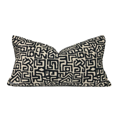 Cairo Black Beige Ethnic Glyphs Pillow Cover - Aloriam