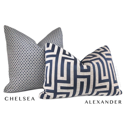 Chelsea Slate Blue Geometric Chenille Pillow Cover - Aloriam