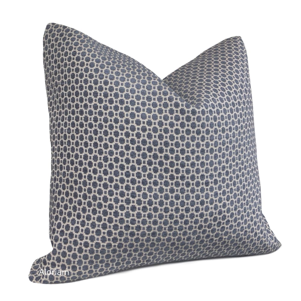 Chelsea Slate Blue Geometric Chenille Pillow Cover - Aloriam