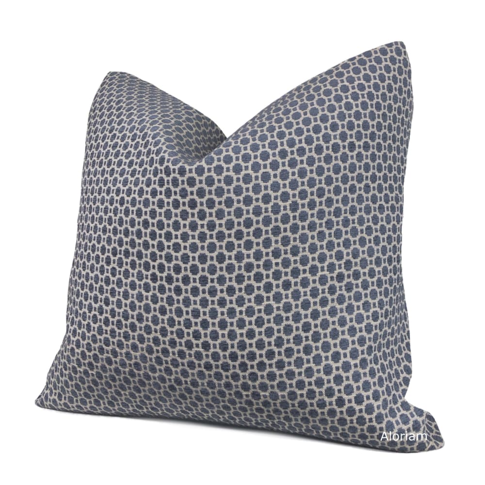 Chelsea Slate Blue Geometric Chenille Pillow Cover - Aloriam