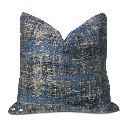 Corvin Blue Brown Silver Pillow Cover - Aloriam