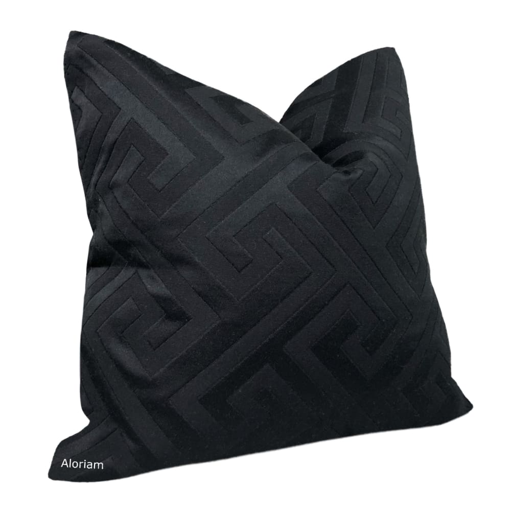 Delos Black Two Tone Greek Key Pillow Cover - Aloriam