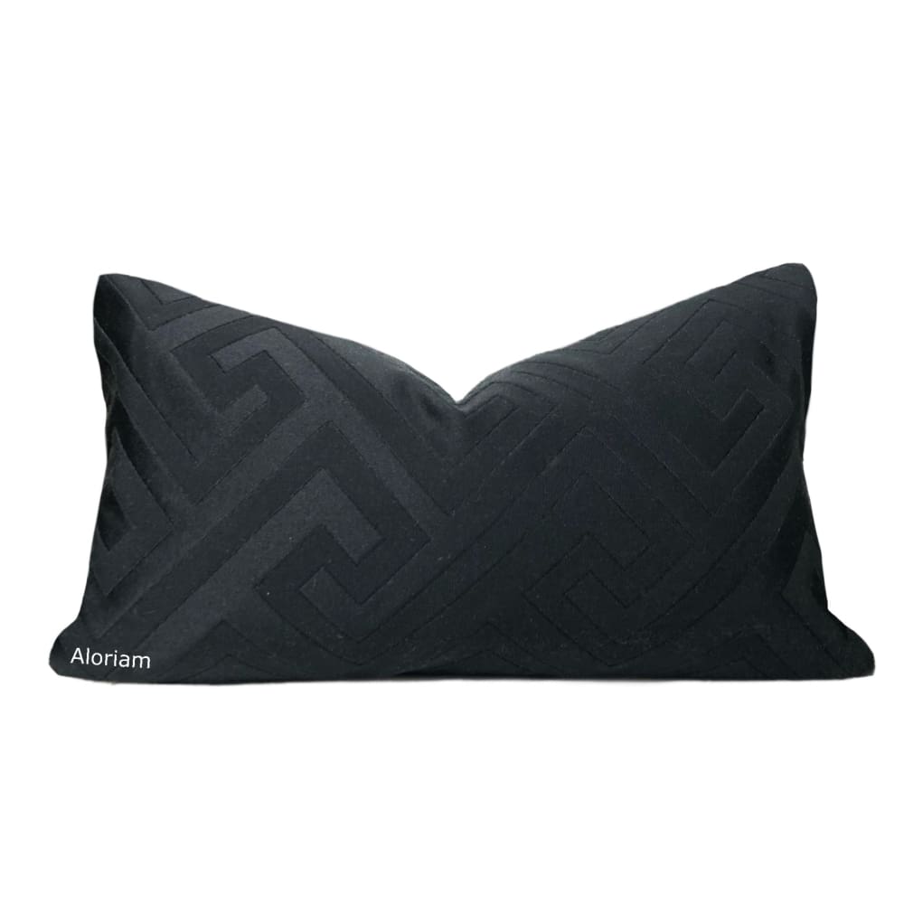 Delos Black Two Tone Greek Key Pillow Cover - Aloriam