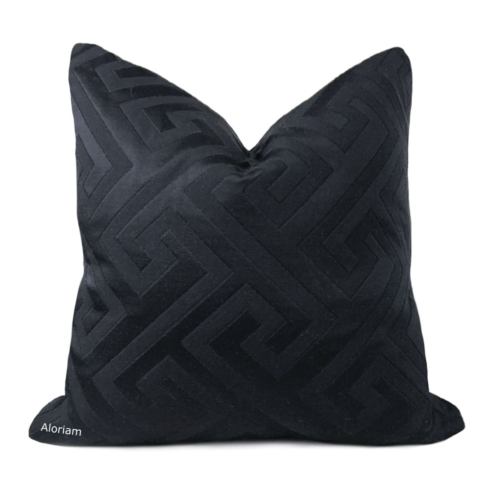 Delos Black Two Tone Greek Key Pillow Cover - Aloriam