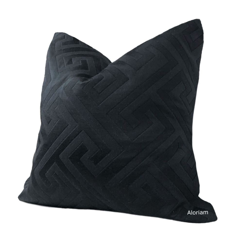 Delos Black Two Tone Greek Key Pillow Cover - Aloriam