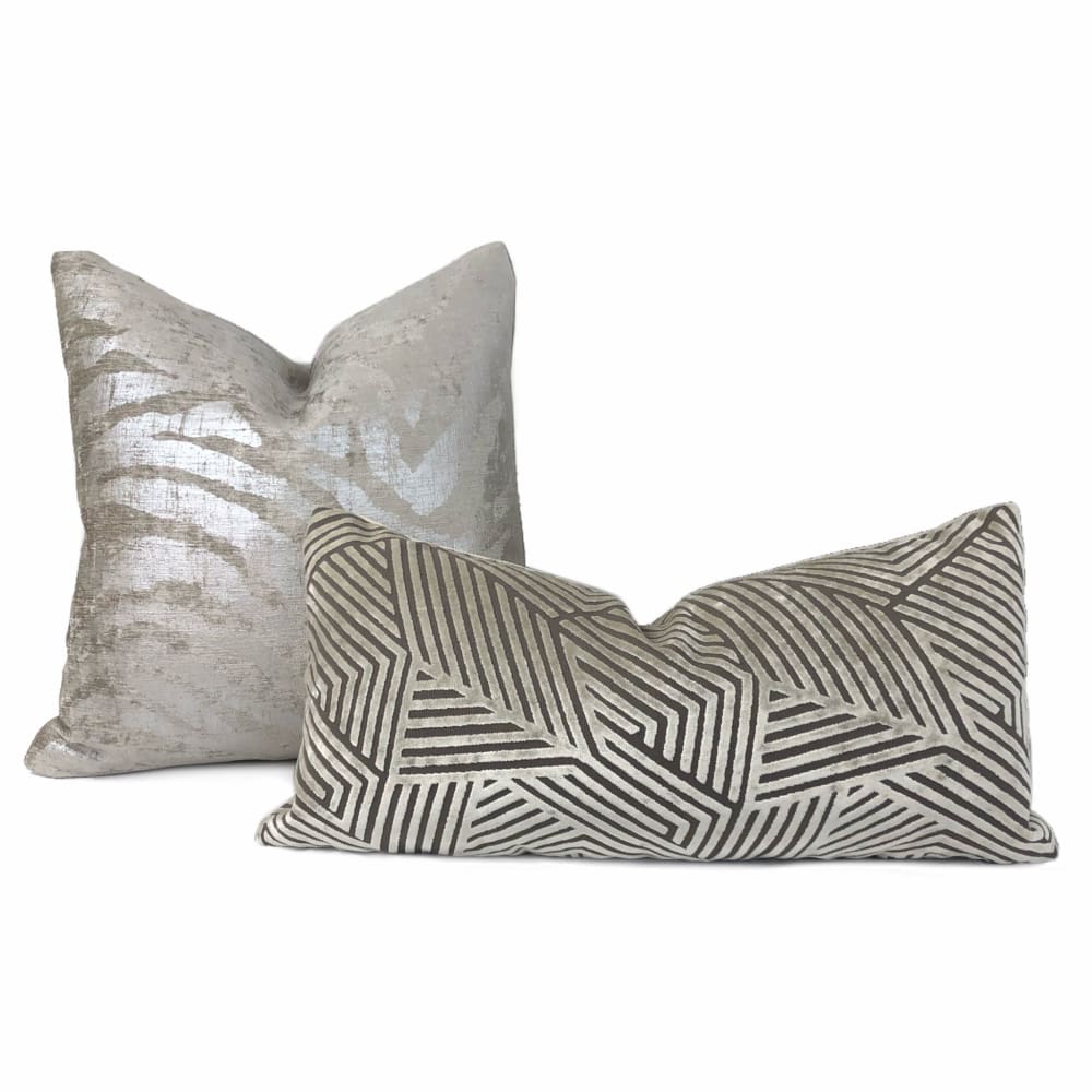 Electra Silver Taupe Tiger Stripe Chenille Pillow Cover - Aloriam