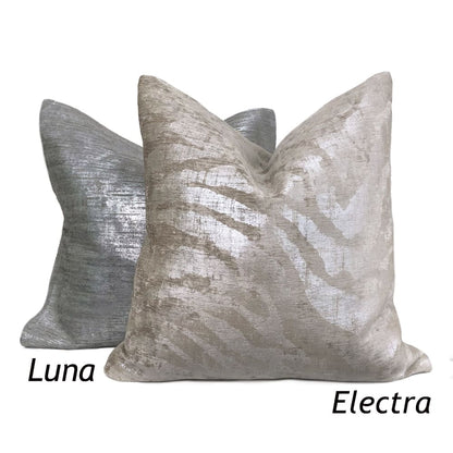 Electra Silver Taupe Tiger Stripe Chenille Pillow Cover - Aloriam