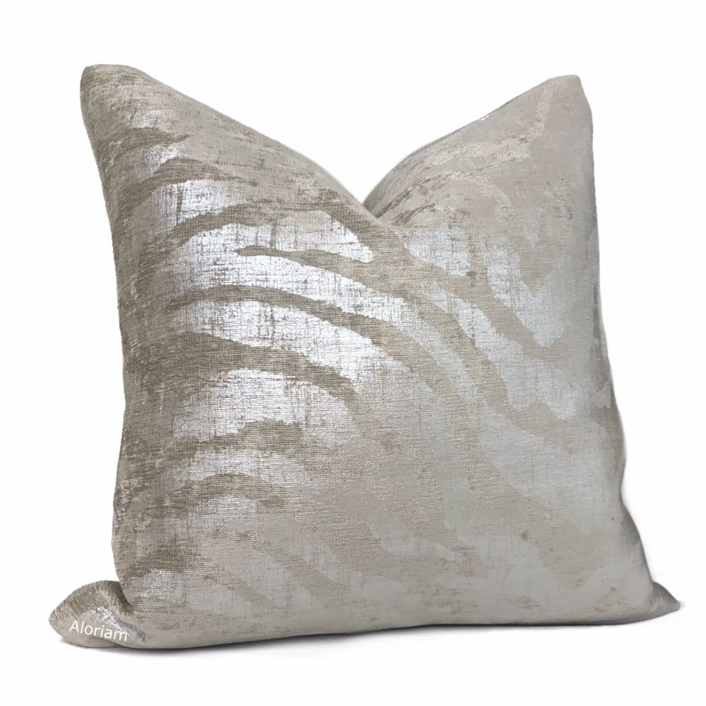 Electra Silver Taupe Tiger Stripe Chenille Pillow Cover - Aloriam