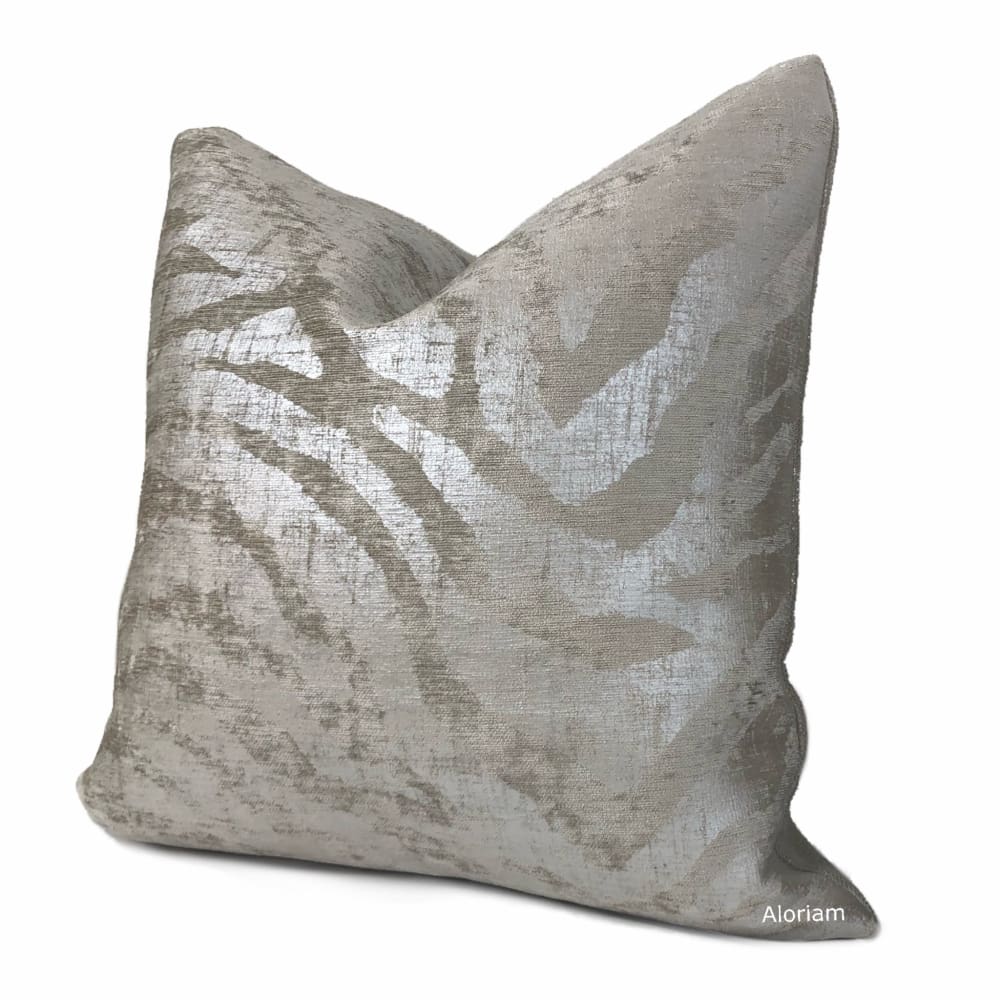 Electra Silver Taupe Tiger Stripe Chenille Pillow Cover - Aloriam