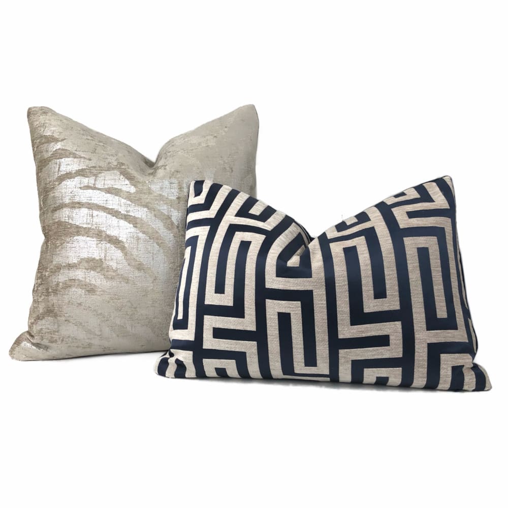 Electra Silver Taupe Tiger Stripe Chenille Pillow Cover - Aloriam