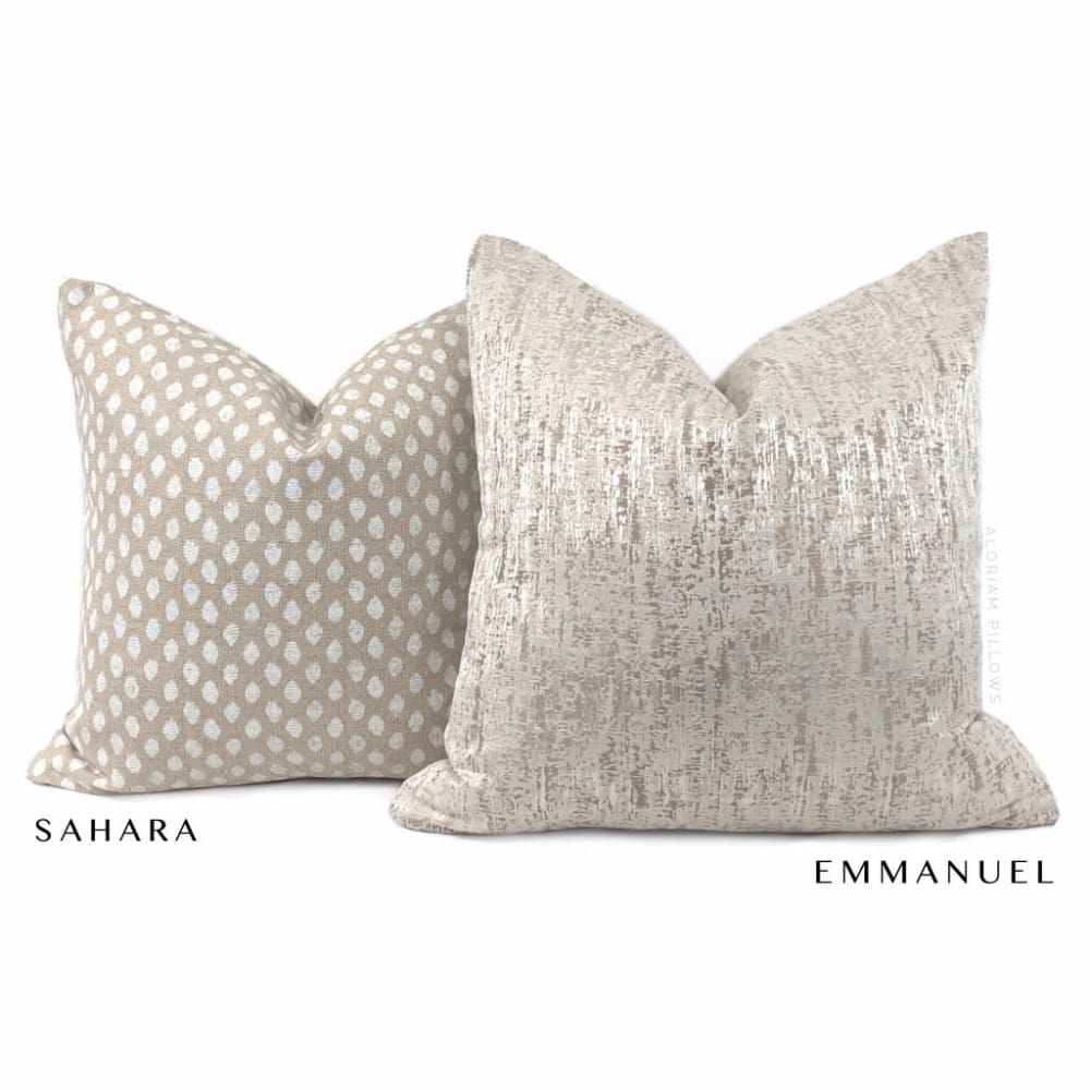 Emmanuel Pearl Ecru Modern Texture Pillow Cover - Aloriam