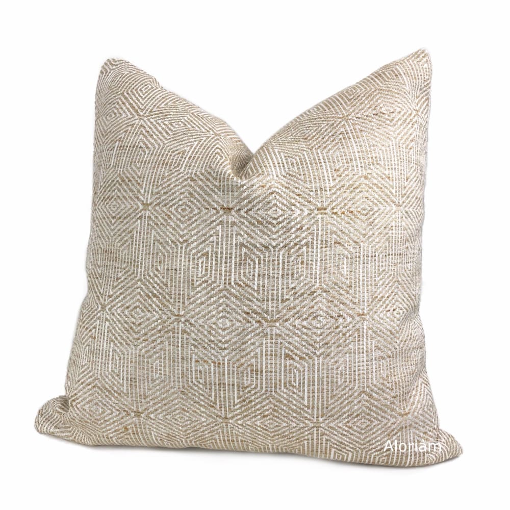 Halston Tan Brown & Cream Geometric Pillow Cover - Aloriam