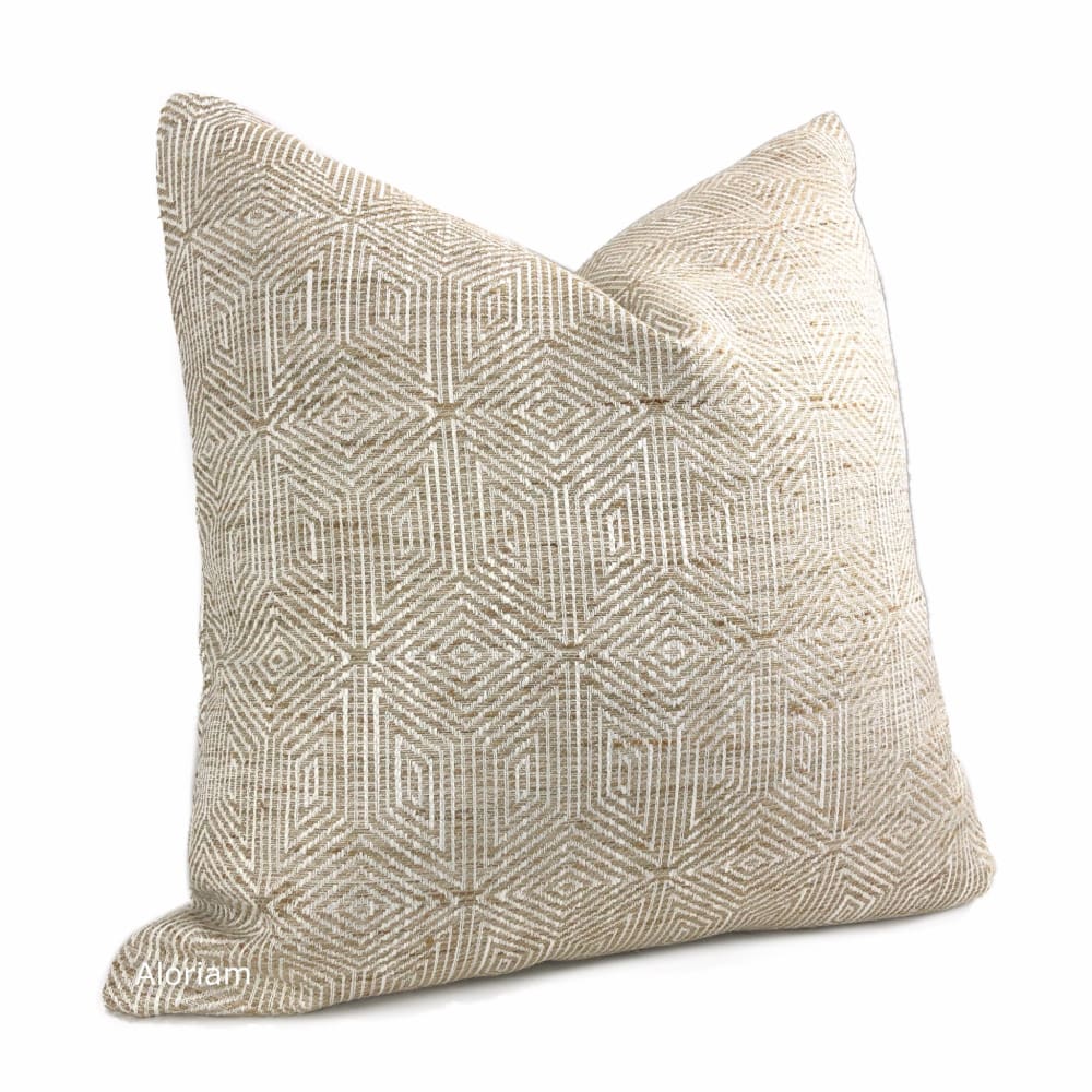 Halston Tan Brown & Cream Geometric Pillow Cover - Aloriam