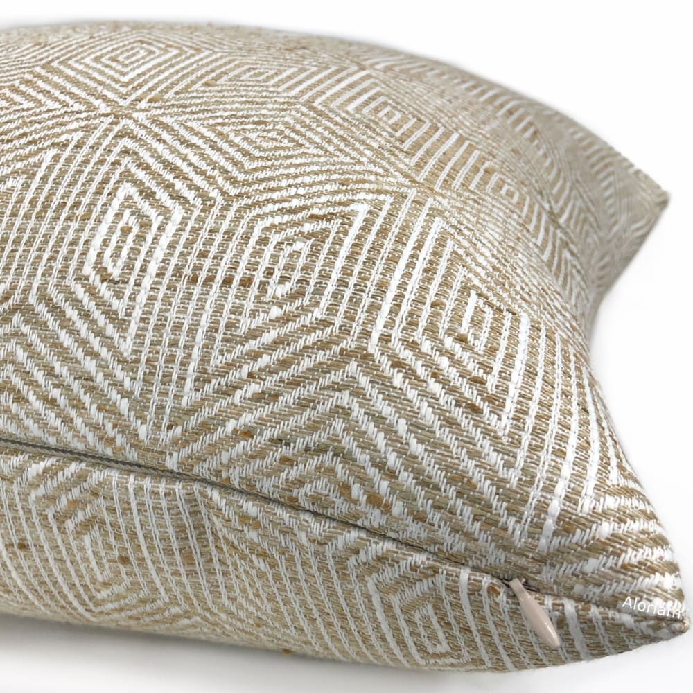 Halston Tan Brown & Cream Geometric Pillow Cover - Aloriam