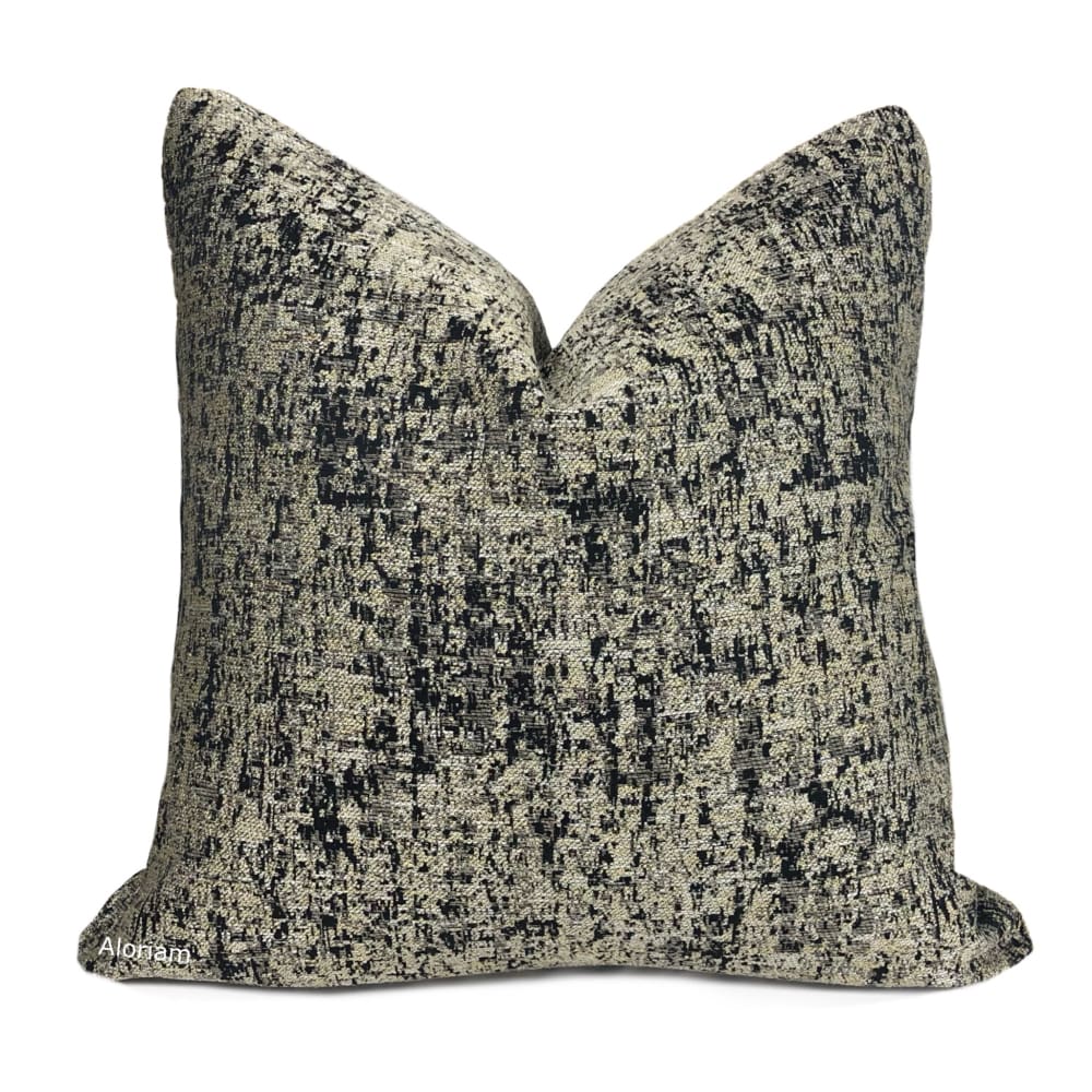 Jaclyn Black Metallic Gold Pyrite Pillow Cover - Aloriam