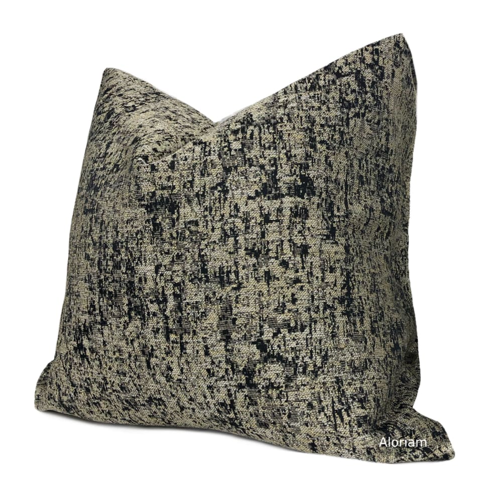 Jaclyn Black Metallic Gold Pyrite Pillow Cover - Aloriam