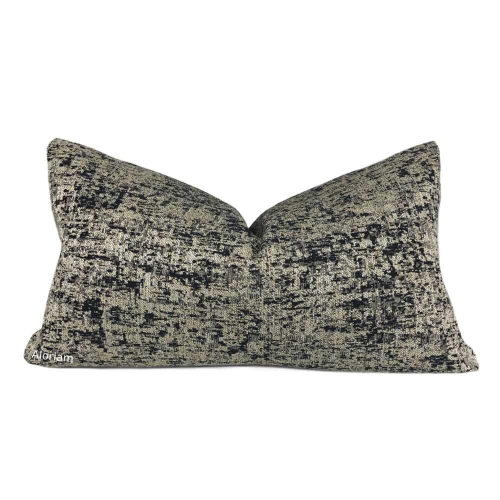 Jaclyn Black Metallic Gold Pyrite Pillow Cover - Aloriam