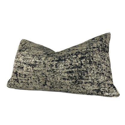 Jaclyn Black Metallic Gold Pyrite Pillow Cover - Aloriam