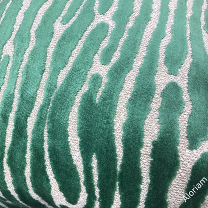 Jocelyn Jade Green Wavy Cut Velvet Pillow Cover - Aloriam