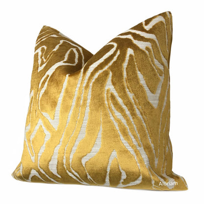 Jonas Gold Beige Abstract Velvet Pillow Cover - Aloriam